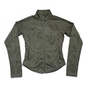 Lululemon Womens Front Zip Long Sleeve Mock Neck Striped Jacket Green Size 4